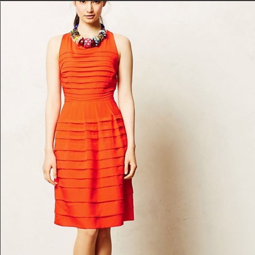 Bright orange dress purchased from anthropology.